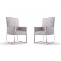 Manhattan Comfort 2-DC029-GY Element Grey Velvet Dining Armchair (Set of 2)